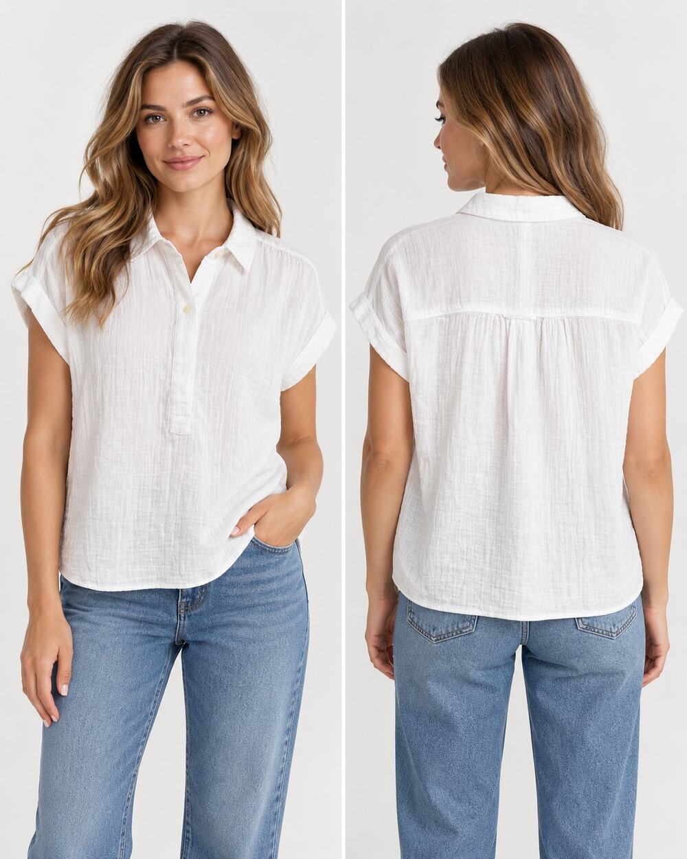 Vineyard Vines Gauze Top Women S White Cotton Popover Short Sleeve NWT